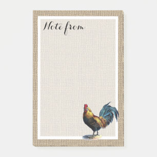 Notas Post-it® Gallo Rojo Azul Amarillo Personalizado Sobre Arpil