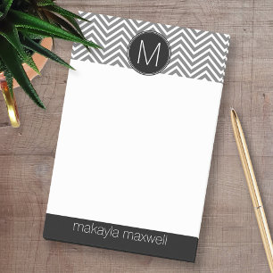 Notas Post-it® Galones grises y negros con el monograma de