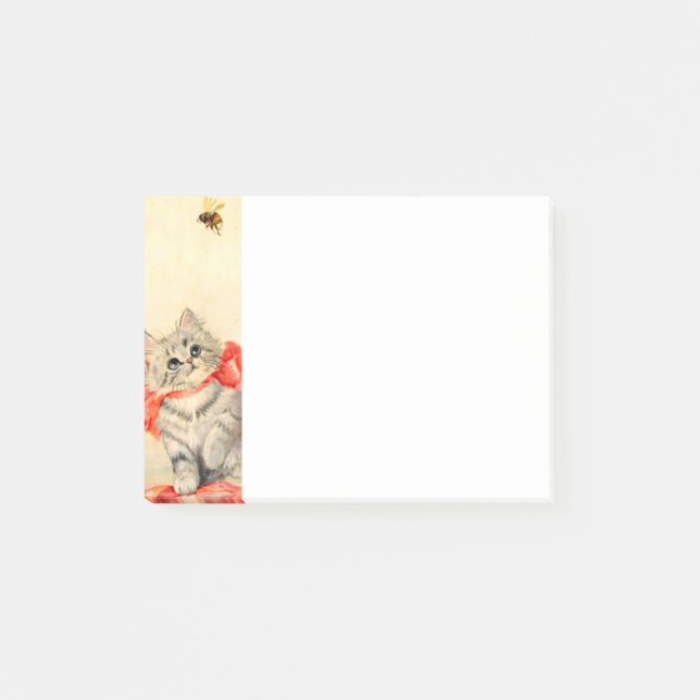 Notas Post-it® Gatito con cinta roja (Anverso)