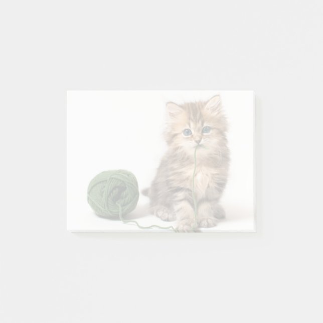 Notas Post-it® Gatito con hilado verde (Anverso)