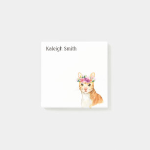 Notas Post-it® Gatito gato marrón personalizado Floral Rosa Purpu