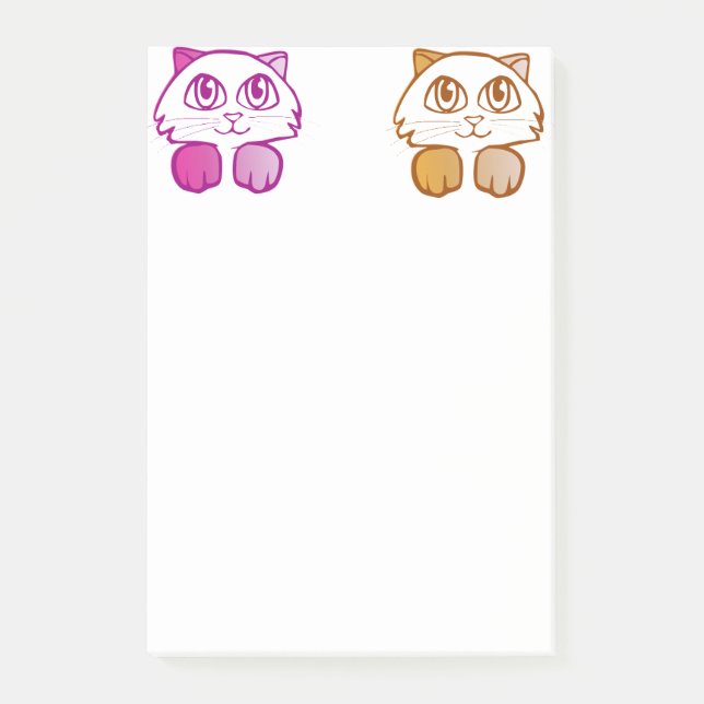 Notas Post-it® Gatitos anaranjados violetas (Anverso)