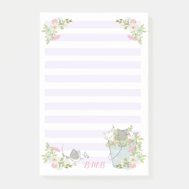 Notas Post-it® Gatitos en un cubo (Anverso)