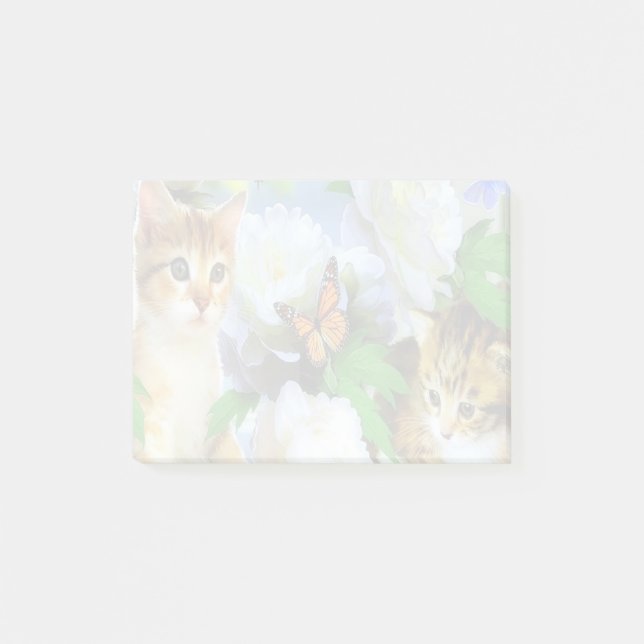 Notas Post-it® Gatitos y mariposas (Anverso)