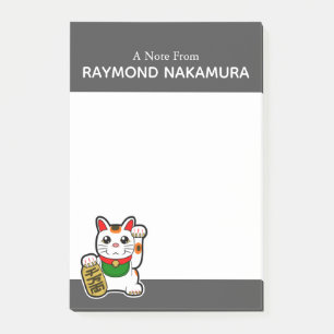 Notas Post-it® Gato afortunado del japonés "Maneki Neko"