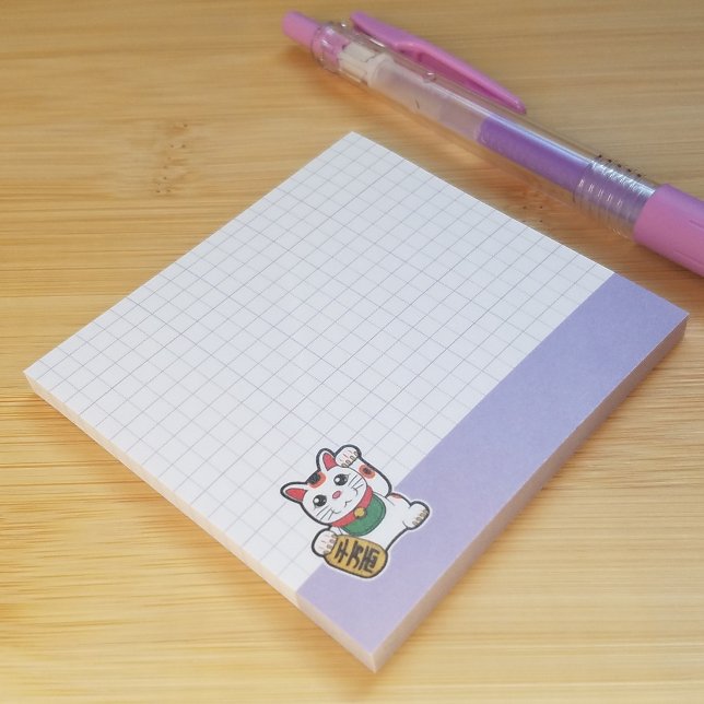 Notas Post-it® Gato Afortunado Lindo (Desk View)