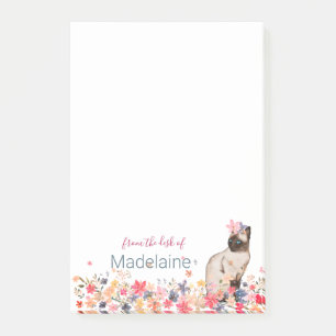 Notas Post-it® Gato Amantes de Siamese Kitten Floral Personal