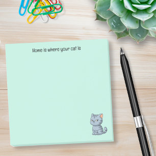 Notas Post-it® Gato atigrado gris gruñón con texto personalizado