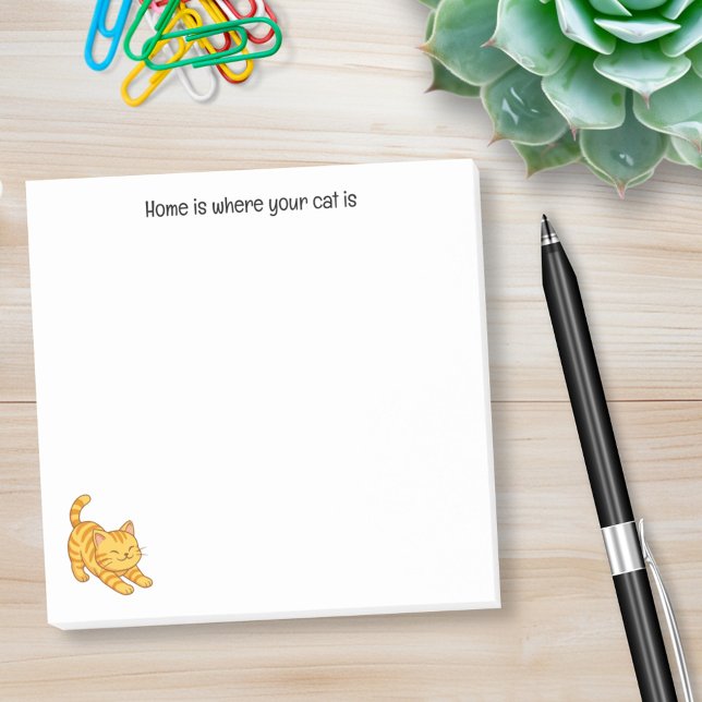 Notas Post-it® Gato atigrado naranja estirándose Texto personaliz (Subido por el creador)