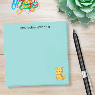 Notas Post-it® Gato Atigrado Naranja Malhumorado Texto Personaliz
