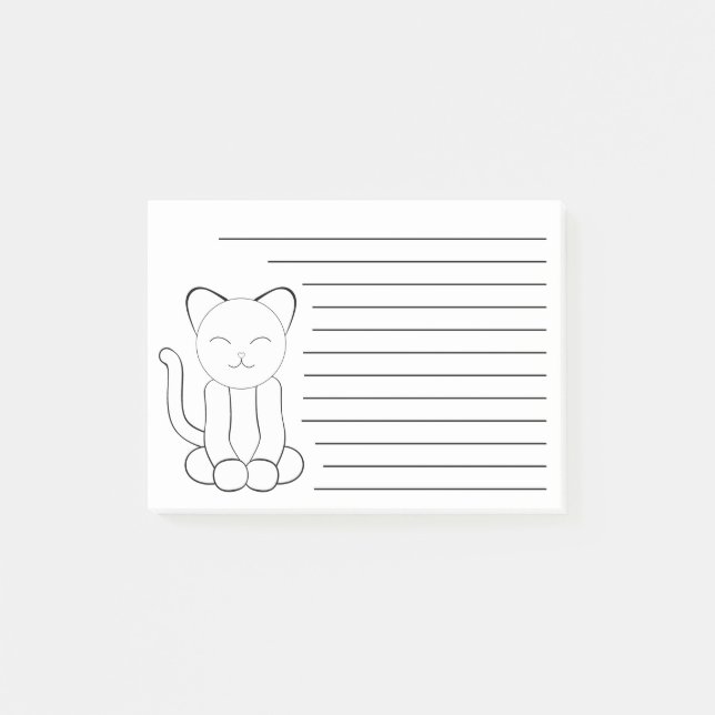 Notas Post-it® Gato blanco blanco y negro fino (Anverso)