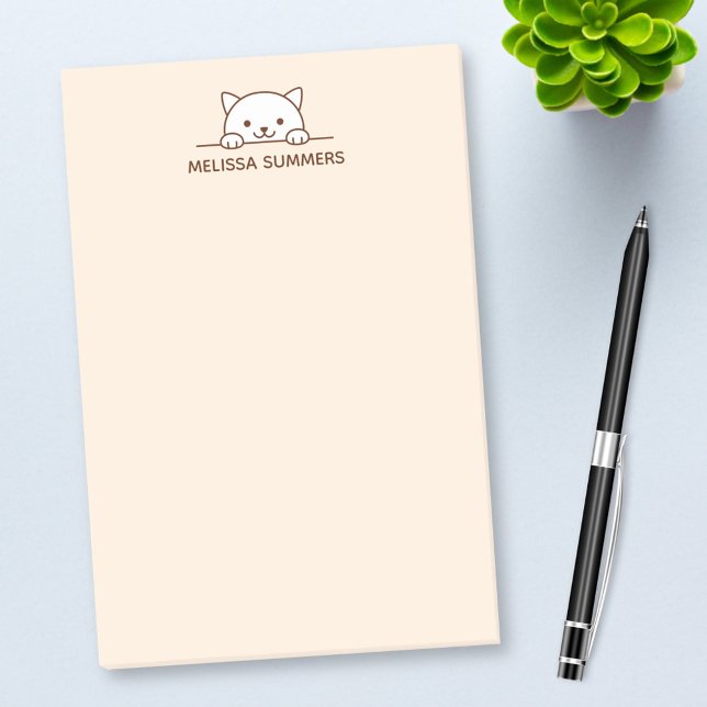 Notas Post-it® Gato blanco buscando por encima del nombre persona (Subido por el creador)