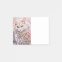 Notas Post-it® Gato blanco elegante en oro y diamantes
