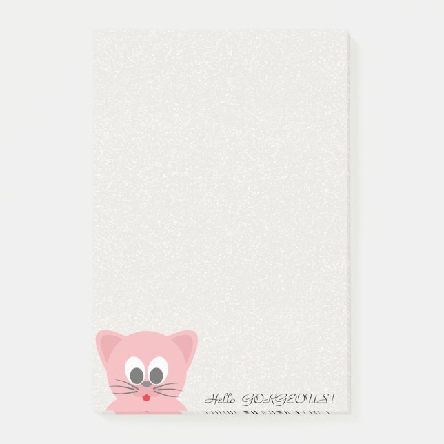 Notas Post-it® Gato Caprichoso y Fantasioso Brillante-Hola Hermos (Anverso)