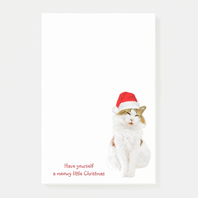 Notas Post-it® Gato con el Gorra de Santa (Anverso)
