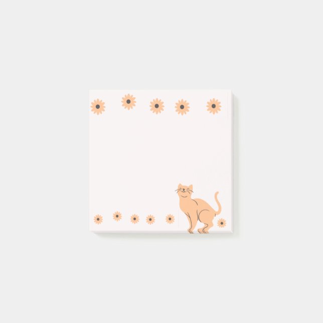 Notas Post-it® Gato con flor (Anverso)