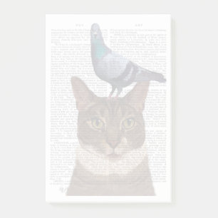 Notas Post-it® Gato con paloma en la cabeza