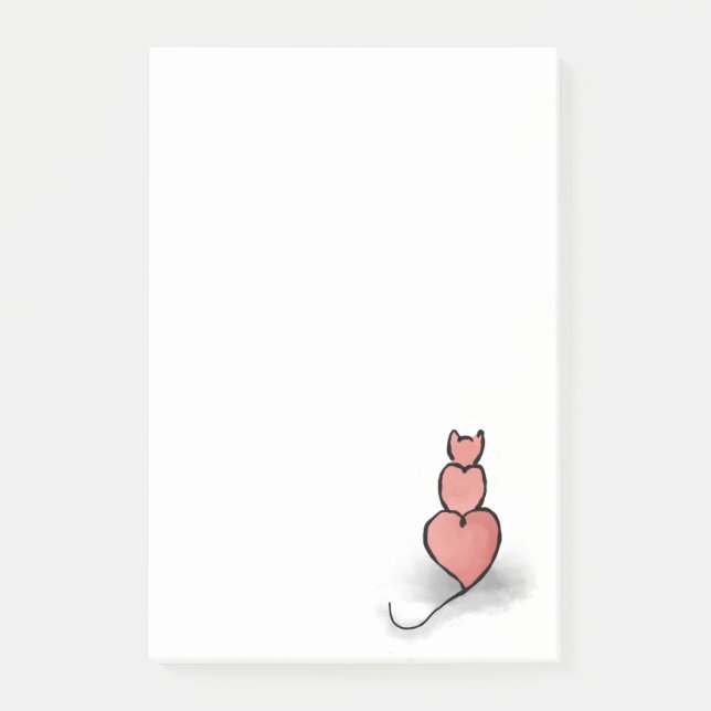 Notas Post-it® Gato 'Corazón' (Anverso)