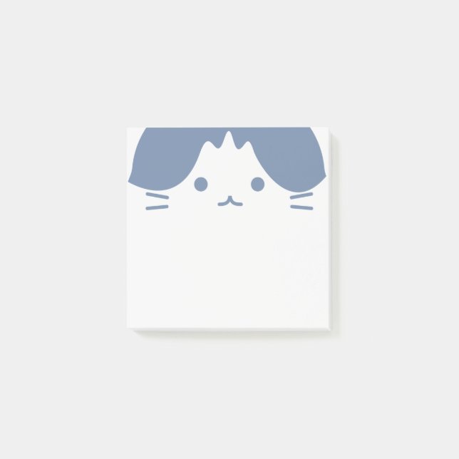 Notas Post-it® Gato de cara azul (Anverso)
