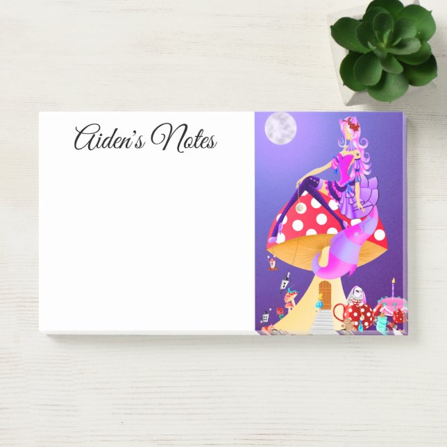 Notas Post-it® Gato de Cheshire en Mushroom Wonderland (Oficina)