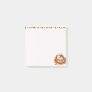 Notas Post-it® Gato de color de agua durmiendo
