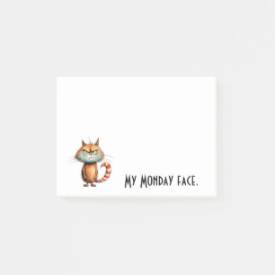 Notas Post-it® Gato de dibujos animados naranja infeliz Mi cara d