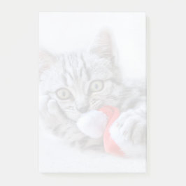 Notas Post-it® Gato de grisáceo lindo con Navidades Gorras navida
