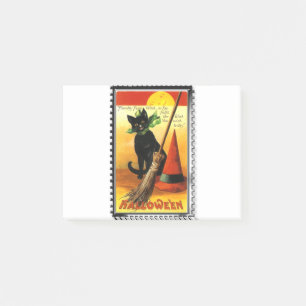 Notas Post-it® Gato de Halloween sentado con sombrero de brujas