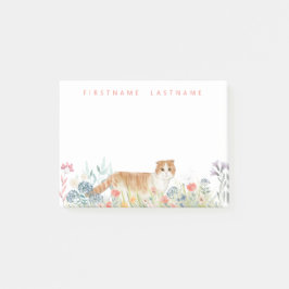 Notas Post-it® Gato de hueso escocés | Monograma Floral
