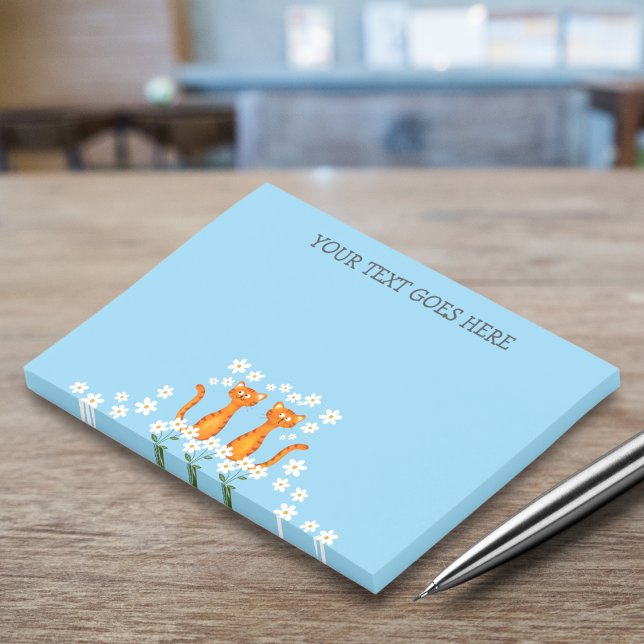 Notas Post-it® Gato de Naranja azul floral de Ginger Personalizad (Subido por el creador)