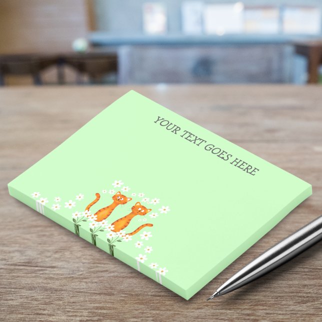 Notas Post-it® Gato de Naranja verde floral Personalizado Ginger (Subido por el creador)