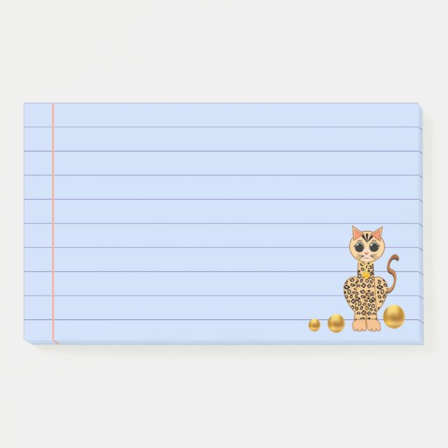 Notas Post-it® Gato de tigre y confetti dorado (Anverso)