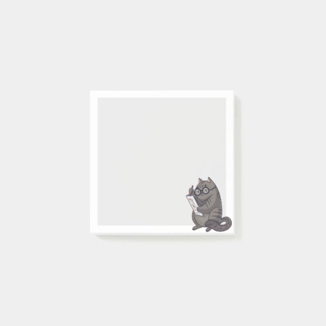 Notas Post-it® Gato de trabajo lindo en vidrios (Anverso)