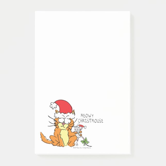 Notas Post-it® Gato Divertido Navidad Ratón Adorable (Anverso)