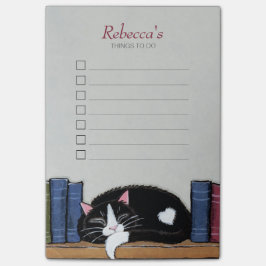 Notas Post-it® Gato durmiente de Tuxedo en biblioteca cosas que h