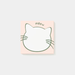 Notas Post-it® Gato en forma verde amarillo lindo Maúlla
