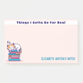 Notas Post-it® Gato en una pila de libros adoran a los lectores p