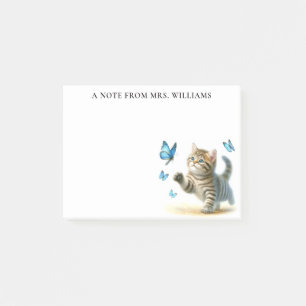 Notas Post-it® Gato gatito de Tabby personalizado con mariposas