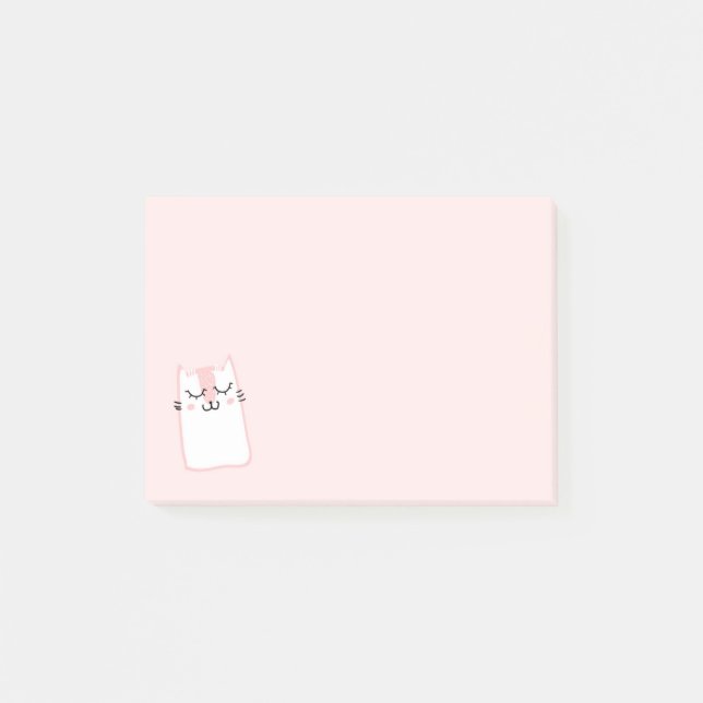 Notas Post-it® Gato gatito gatito durmiente rosado (Anverso)