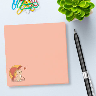 Notas Post-it® Gato Gatito Lindo Rojo Amarillo Paraguas Caída Ros