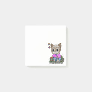 Notas Post-it® Gato Gatito Lindo y Mariposa