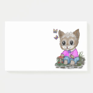 Notas Post-it® Gato Gatito Lindo y Mariposa
