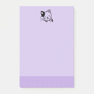 Notas Post-it® Gato gitano blanco y negro lindo saludando
