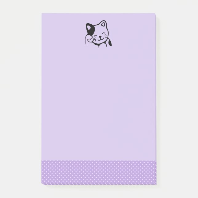 Notas Post-it® Gato gitano blanco y negro lindo saludando (Anverso)