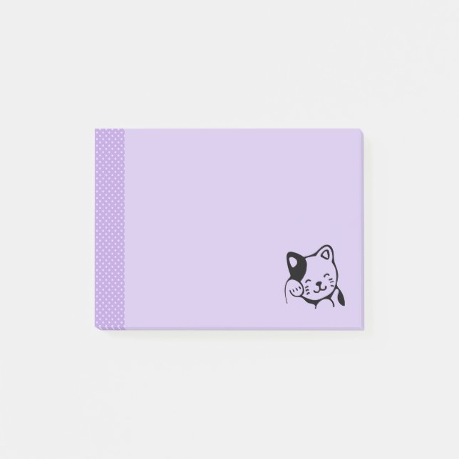 Notas Post-it® Gato gitano blanco y negro lindo saludando (Anverso)