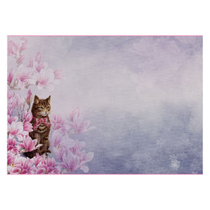 Notas Post-it® Gato gitano con imagen vintage de Magnolias rosada