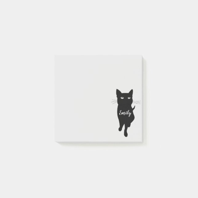 Notas Post-it® Gato gótico negro lindo con nombre personalizado (Anverso)