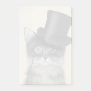 Notas Post-it® Gato gris con sombrero superior