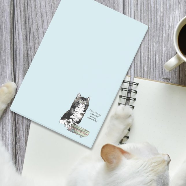 Notas Post-it® Gato Gris Tabby Independiente Azul Divertido y Lin (Subido por el creador)