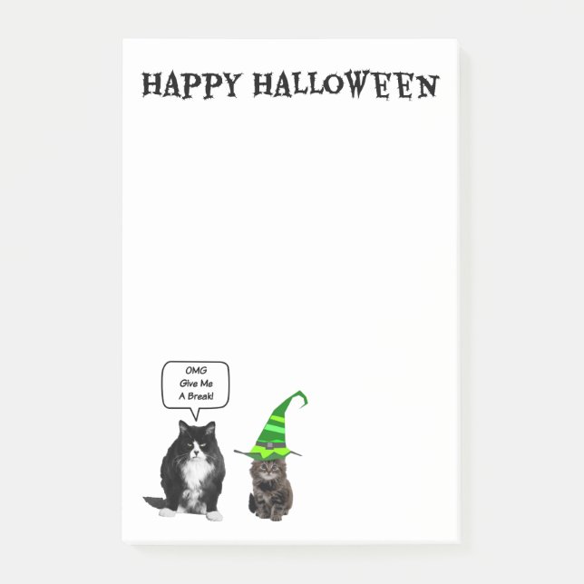 Notas Post-it® Gato gruñón de Halloween/Poste-Él-Notas cortadas (Anverso)
